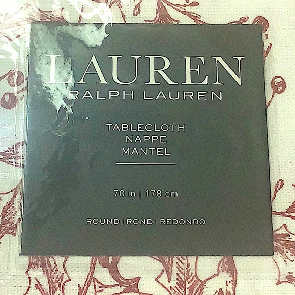 RALPH LAUREN TABLECLOTH NAPPE RED WHITE POINSETTIA ROUND NWT COTTON 70 - Picture 7 of 7